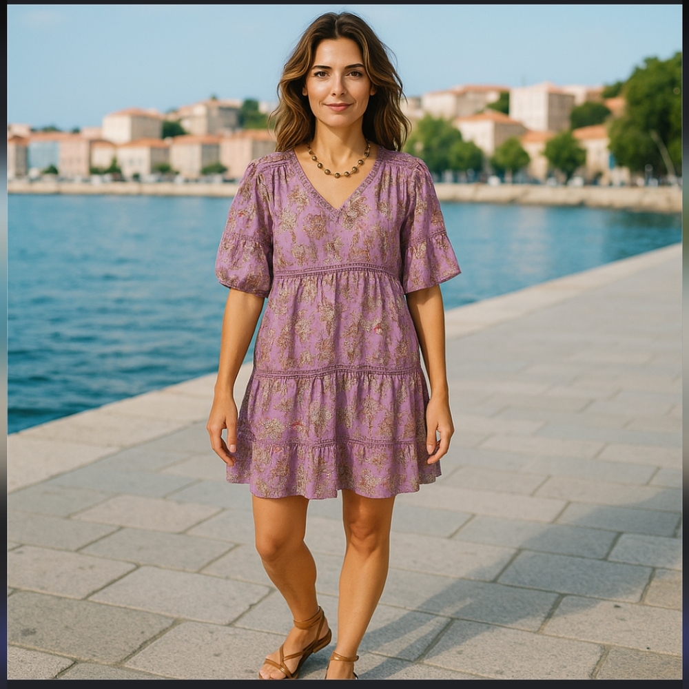 Natura NWT Purple Floral Lightweight Dress
